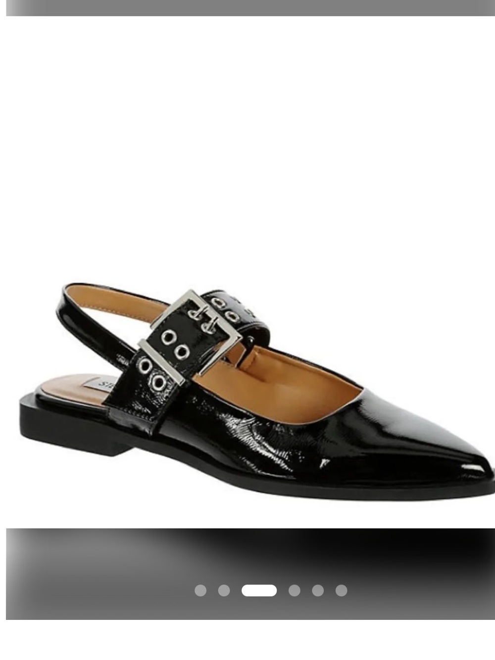 Steve Madden Black Faux Leather Slingback Flats